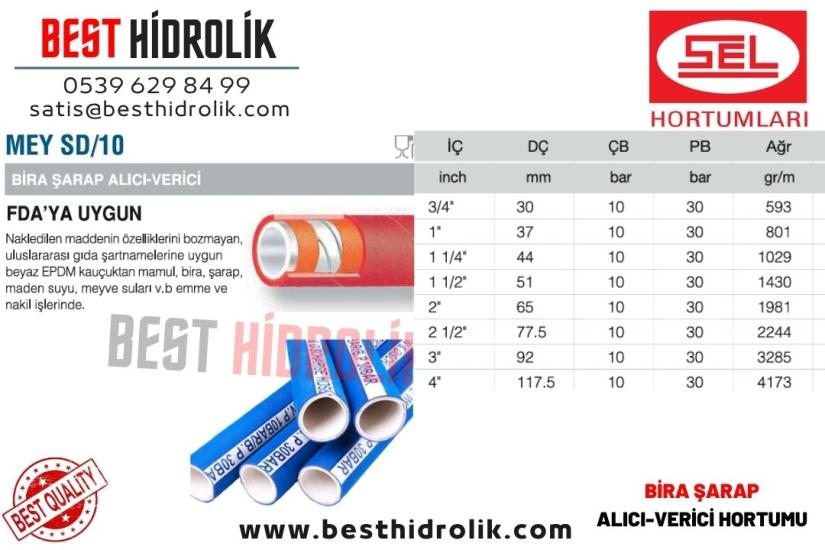 SEL 3/4 ’’ MEY SD/10 BİRA ŞARAP ALICI VERİCİ HORTUMU GIDAYA UYGUN